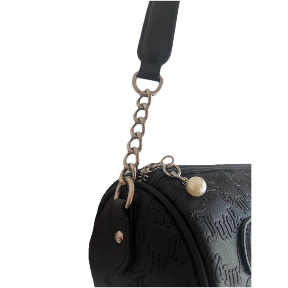 Juicy Couture Black Barrel Shoulder Bag With Rhinestone Logo & Chain Strap - Picture 10 of 14